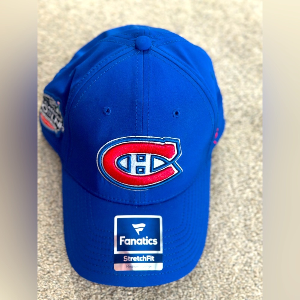 NHL Montreal Canadiens HABS 2017 100th anniversary flexfit hat med-large NWT